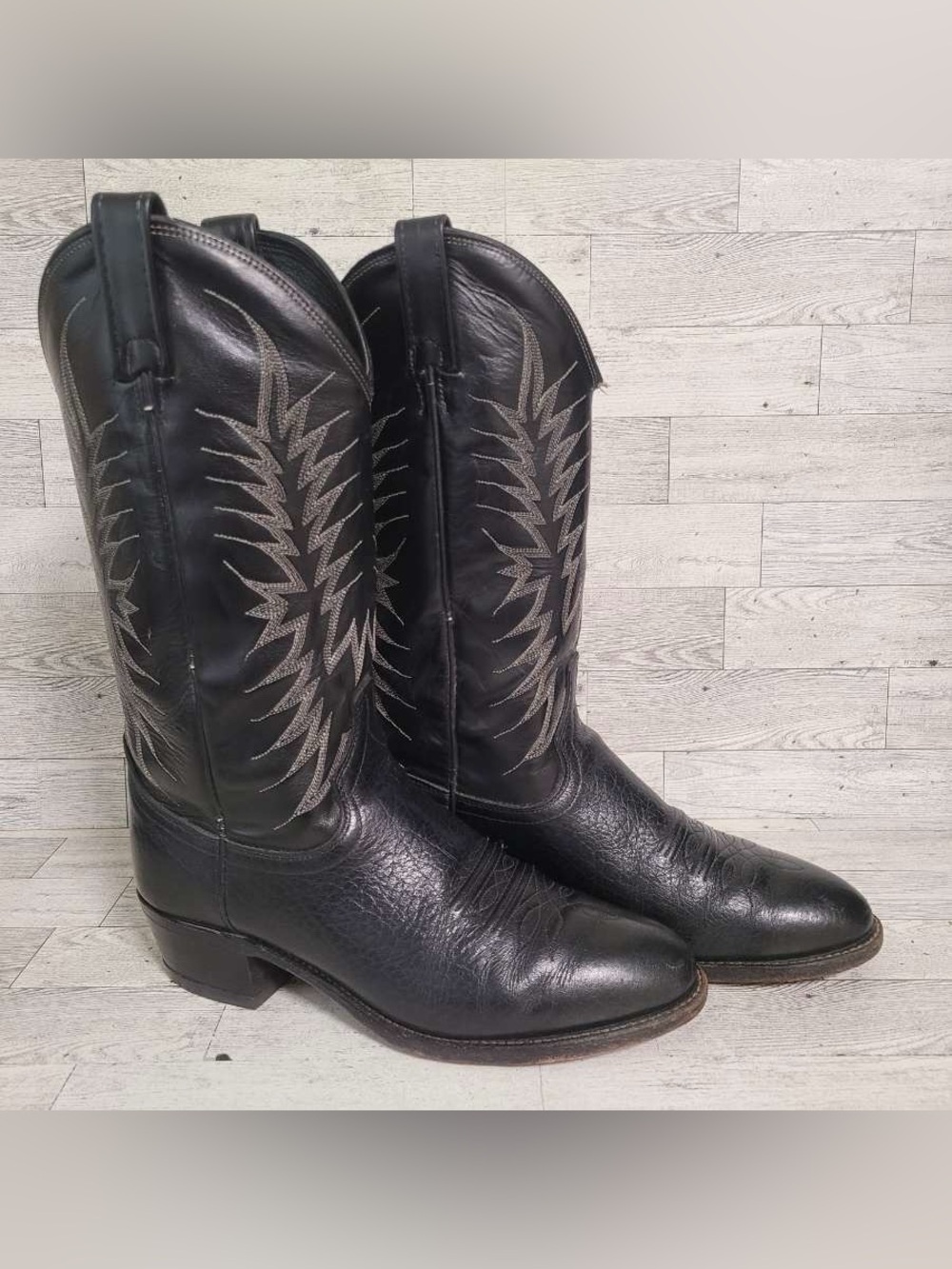 Men's Dan Post Milwaukee Black Leather Western Rodeo Cowboy Boots Size 9 D